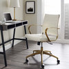 Modern Home Office Work Desk Chair, Faux Vinyl Leather Aluminum, Gold White