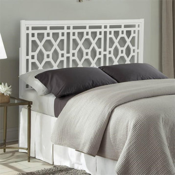 Bowery Hill Transitional Chippendale Wood Headboard - King in White