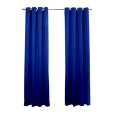 Silver Grommet Top Solid Thermal Insulated Blackout Curtain, Royal Blue, 84"