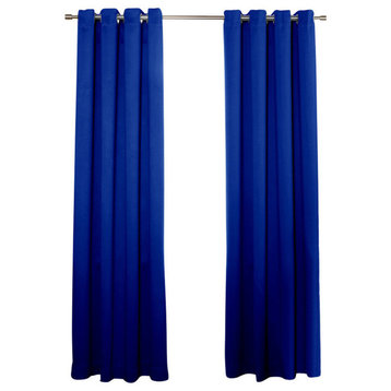 Silver Grommet Top Solid Thermal Insulated Blackout Curtain, Royal Blue, 95"
