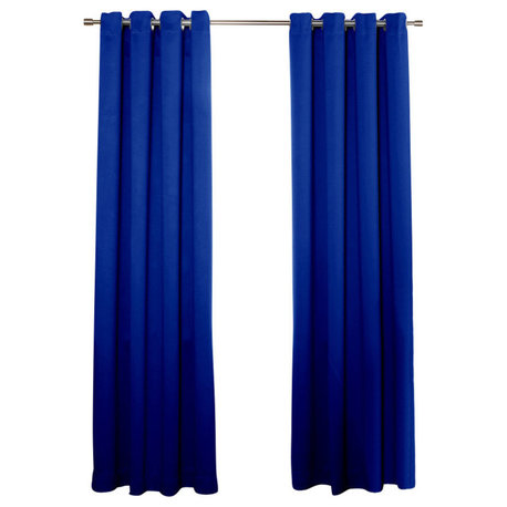 Silver Grommet Top Solid Thermal Insulated Blackout Curtain, Royal Blue, 84"