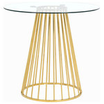Meridian Furniture - Gio Counter Height Table, Gold Base - Add a bold touch to your dining area with this chic Gio counter height table. Featuring a round, clear tempered glass tabletop and a polished gold metal base with a wired contemporary design, this dining table transforms your dining space into a stylish haven. At 40 inches round and 37 inches high, this stunning table offers ample space for you to gather around and enjoy a family meal, while adding drama to your existing modern decor.