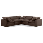 Meridian Furniture - Indulge Upholstered Modular L-Shaped Sectional, Brown, 5-Piece: 2 Armless Chair, 3 Corner Chair, Down Stuffed Velvet - Experience ultimate comfort and style with our brown velvet Indulge Sectional. The luxurious velvet will elevate the aesthetic of any room. This sofa provides ample space for you to relax while its modular build offers the option of unlimited configurations. Whether you're looking to add a stylish element to your living room or a comfortable seating option to your bedroom, this sofa is the perfect choice.