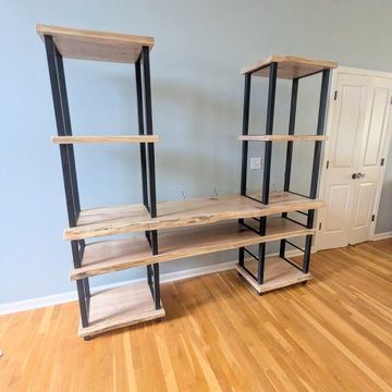 Live Edge Ambrosia Maple Shelving Unit | Custom Vinyl Record & Media Storage