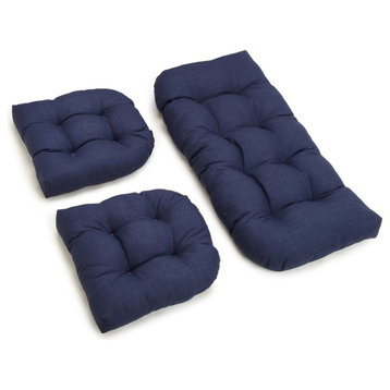 U-Shaped Spun Polyester Tufted Settee Cushion Set, Set of 3, Spruce