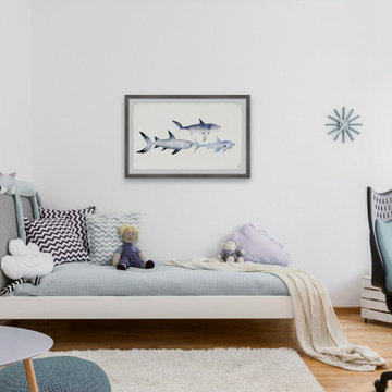 "Follow the Sharks" Framed Painting Print