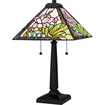Quoizel TF16145MBK 2-Light Table Lamp, Tiffany