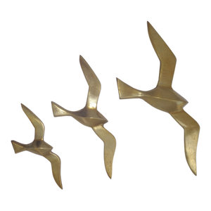 Modern Reflections Aluminum Birds Decor Silver 7 Piece Set