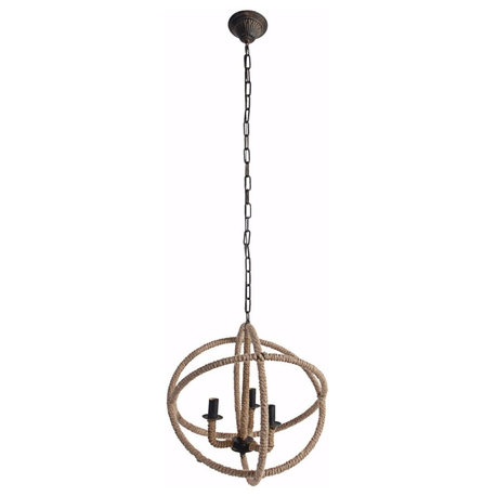 Benzara BM149497 Impressive Cade-3 Light Roped Chandelier