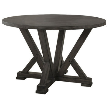 Antique Rustic Gray Round Dining Table
