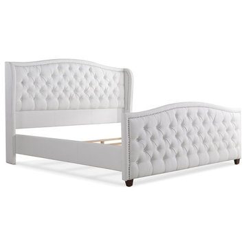 Marcella Tufted Wingback King Bed Bright White