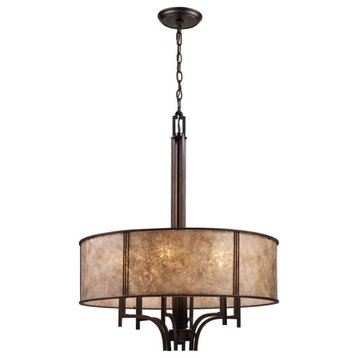 Traditional Cottage Six Light Chandelier in Aged Bronze Finish - Chandelier