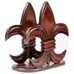 St. Croix Trading - Elegant Fleur-de-Lis Napkin Holder, Bronze - Powerful and elegant in stature, this Fleur de Lis Napkin Holder makes a beautiful statement and can be used in a multitude of ways…  Not only as a stately napkin holder, but also as a regal holder for mail or bills, or as a stunning focal point on a mantle.  The three petals of the Fleur-de-lis are originally believed to represent the medieval social classes: those who worked, those who fought, and those who prayed. Measures 6x5x3"