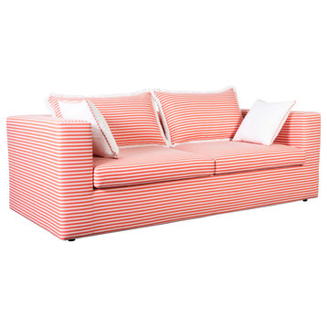 Salty Striped Outdoor Sofa, Coral