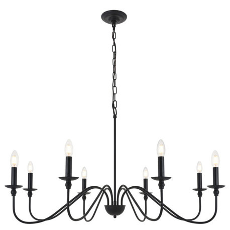 Elegant Lighting LD5006D42 Rohan 8 Light 42"W Taper Candle Style - Matte Black