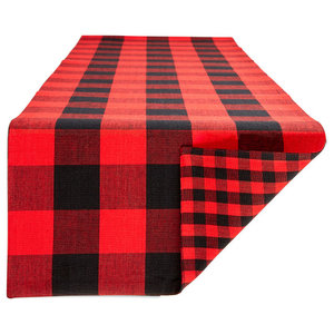 14 by 36 Home Collection by Raghu Red and Oat Newbury Gingham with Trim Barn Table Runner 