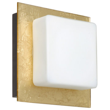 Alex 1 Light Wall Sconce, Bronze, Incandescent, Gold Foil Glass