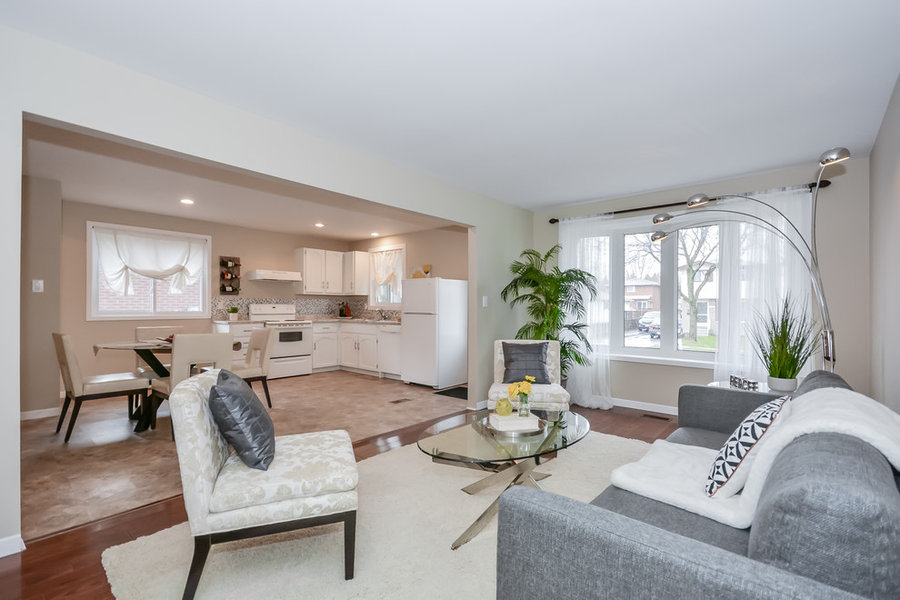 Open Concept Living Room And Kitchen View Defined Space