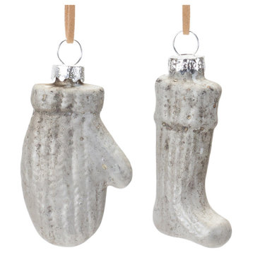 Glass Mitten and Stocking Ornament, 12-Piece Set