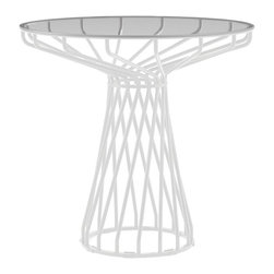 Velletri White 62cm Smoke Glass Indoor Outdoor Cafe Table by Glid Studio for Hus - Dining Tables