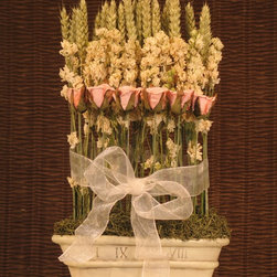 Rose Garden, Larkspur, Wheat Arrangement - Home Decor