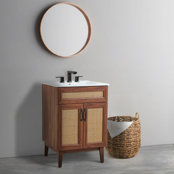 24" Modern Farmhouse 2-Shelf Bath Vanity Cabinet Only(Sink Basin not Included)