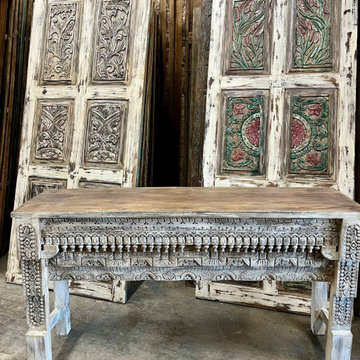 Rustic Hand Carved Mogul Interior Coffee Tables – Statement Furniture for Timele