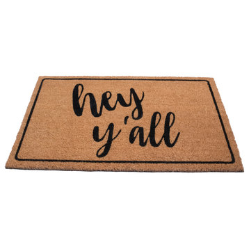 Hey Y'all Natural Coir Doormat With Non slip – 28'' x 18'' Outdoor and Indoor