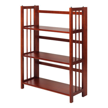 3 Shelf Folding Bookcase, Mahogany, Large, 3 Shelf