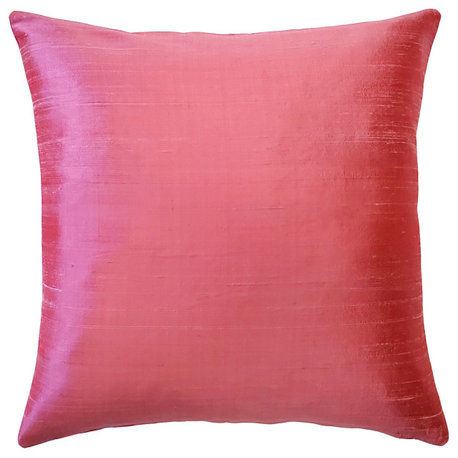 Sankara Silk Throw Pillows, 100% Genuine Silk, 16"x16", Rose Blush