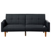 Black Linen-Like Fabric Adjustable Sofa, Black
