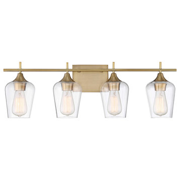 Octave 2-Light Vanity Fixture, Warm Brass, 4-Light