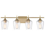 Savoy House - Octave 2-Light Vanity Fixture, Warm Brass, 4-Light - The Octave vanity fixture from Savoy House has understated elegance, featuring large curved shades of clear glass, minimal detailing and a warm brass finish.