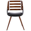 Shelton PU Leather Bamboo Chair, Black/Walnut