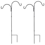 Sunnydaze Decor - Sunnydaze Durable Powder-Coated Steel Double Shepherd Hooks, Set of 2, 48-Inch - This set of 2 double shepherd hooks are the perfect solution for hanging bird feeders, solar lanterns, seasonal decorations, wind spinners, and wind chimes. Each piece features 2 hooks so it is easy to hang up to 4 items. Designed to last, the powder-coated steel construction ensures that the hooks will serve for many seasons.