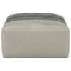 Boho Square Woven Outdoor/Indoor Pouf, Gray and White Recycled Pet Polyester