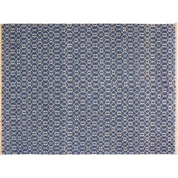 Abstract Elara Blue/Ivory Wool&Silk Rug - 5'3'' x 7'1''