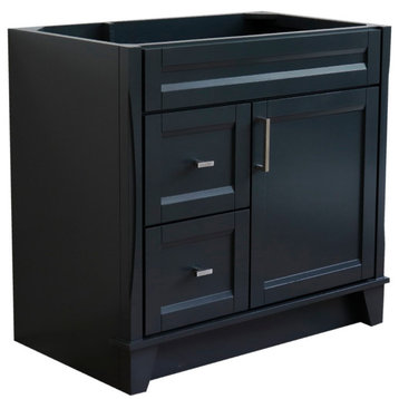 36" Single Sink Vanity, Dark Gray Finish - Cabinet Only - Right Drawers