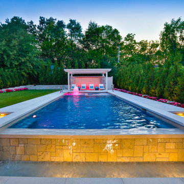 Hinsdale, IL Rectilinear Pool with Hot Tub Inside and Infinity Edge