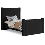 Meridian Furniture - Elias Upholstered Bed, Black, Twin, Boucle Fabric - Revamp your bedroom decor by adding the gorgeous and stylish Elias Boucle Twin Bed. Featuring a sleek and minimalistic design, this bed is constructed with a solid wood inner frame for long-lasting durability. The soft black boucle upholstery adds a touch of elegance to your bedroom, making it a perfect addition to any modern or contemporary living space.