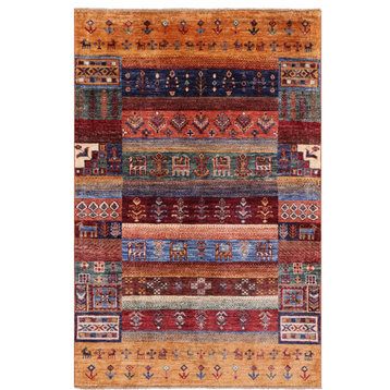 3' 4" X 5' 1" Tribal Persian Gabbeh Handmade Wool Rug - Q20710