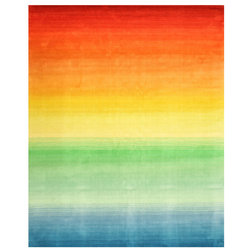 Contemporary Area Rugs EORC HL4MU Multi-Colored Hand Tufted Wool Rainbow Rug, 7'9"x9'9"