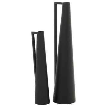 Modern Black Metal Vase Set 562456