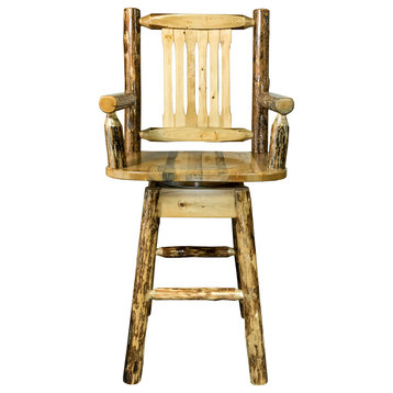 Glacier Country Collection Captain's Bar Stool With Back and Swivel