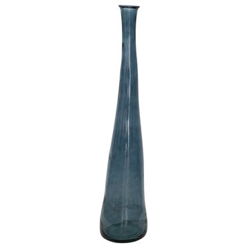 Tall Round Reclaimed Glass Vase, Blue