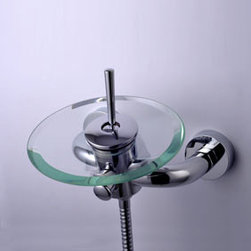 Contemporary Wall Mount Glass Spout Waterfall Tub Faucet - T0801W - Bathtub Faucets