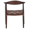 Juneau Leather Woven Accent Chair, Walnut/Brown
