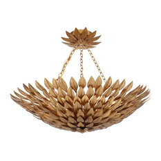 Broche 6 Light Antique Gold Semi-Flush