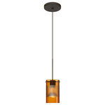 Besa Lighting - Besa Lighting 1XT-6524EG-BR Scope - One Light Cord Pendant with Flat Canopy - Scope is a compact cylinder of handcrafted glass,Scope One Light Cord Bronze Armagnac/Fros *UL Approved: YES Energy Star Qualified: n/a ADA Certified: n/a  *Number of Lights: Lamp: 1-*Wattage:50w GU5.3 Bi-pin bulb(s) *Bulb Included:Yes *Bulb Type:GU5.3 Bi-pin *Finish Type:Bronze