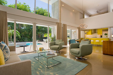 This is an example of a midcentury living room in Miami.